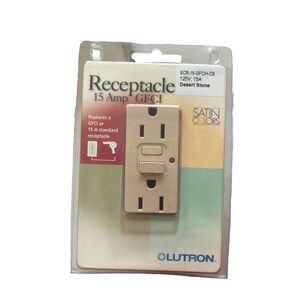New Lutron Receptacle Outlet 15A Model SCR-15-GFCIH-DS125V,15A In Desert Stone
